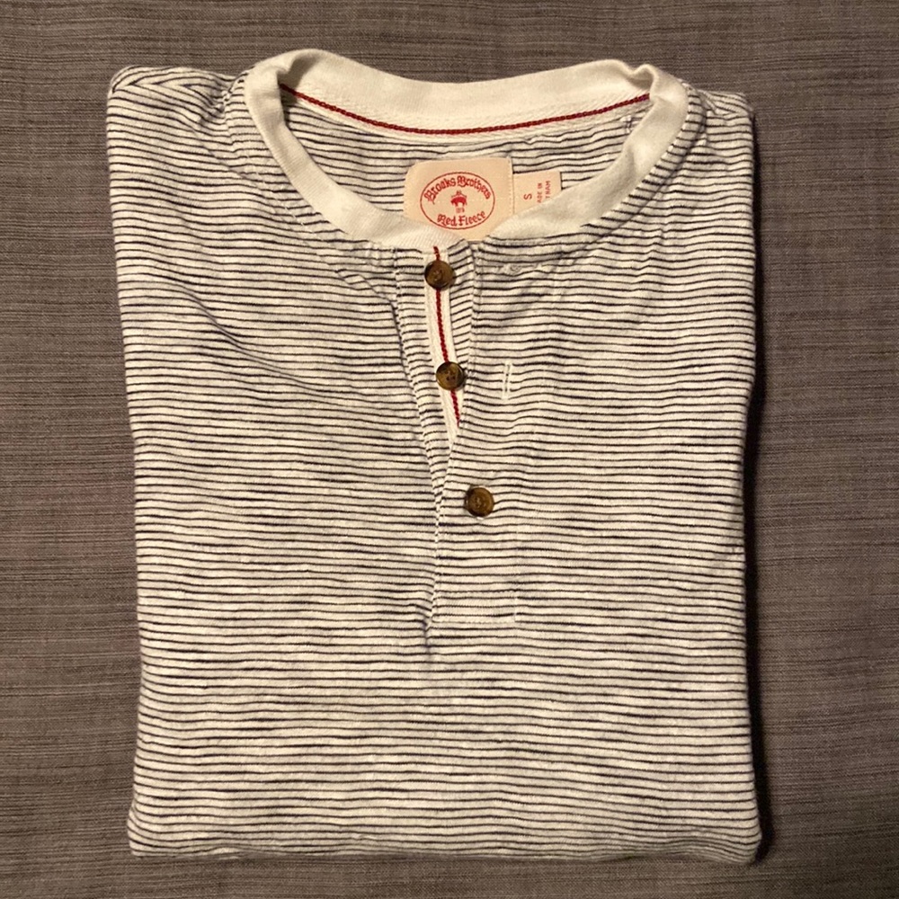 Brooks Brothers Striped Henley Mens Small
